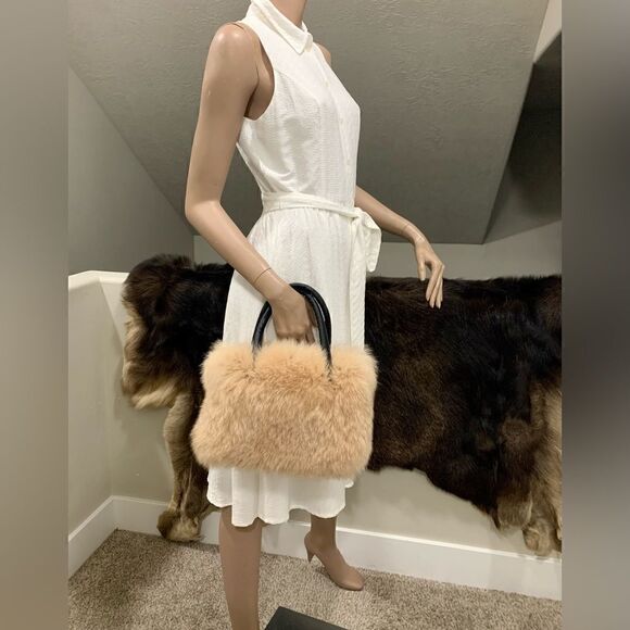 Handmade Luxury Real Fox Fur Tote/Crossbody & Fur Ball Keychain/Bag charm - Picture 5 of 16